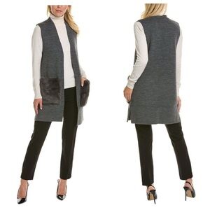 Linda Richards New York Long Line Sweater Vest with Rabbit Fur - Size XS